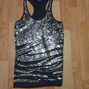 Almost Famous sequin fitted tank top